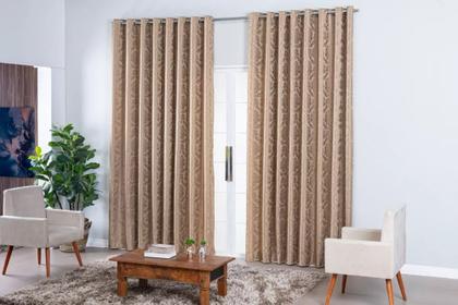 Imagem de Cortina Jacquard 2,80x1,80 Sala E Quarto Semi Blackout Janela Varias Estampa