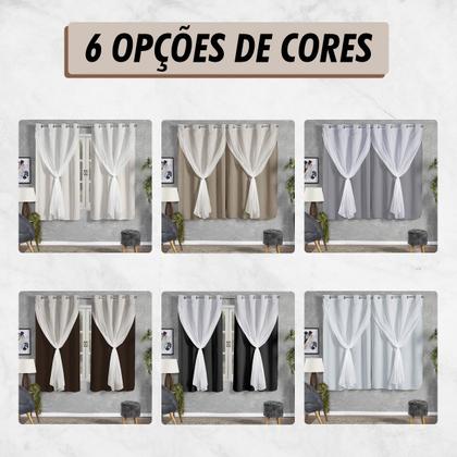 Imagem de Cortina Janela Quarto Tecido Blackout Com Voil 2,00 x 1,40 