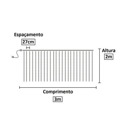 Imagem de Cortina Led C/384 Leds 3x2 Metros Decoração 8 Funções 110v