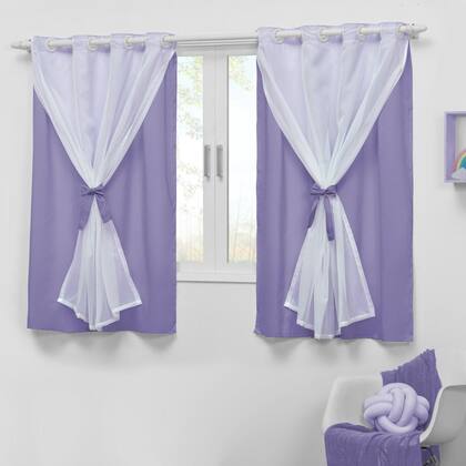Imagem de Cortina Lilás para Quarto de Bebê 2,20x1,30 com Voal Teen