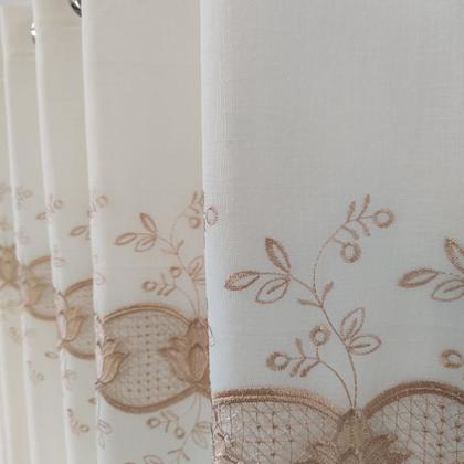 Imagem de Cortina Luxuosa Bordado De Voil Guipir Com Forro Microfibra 3,00x1,80
