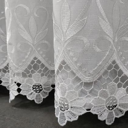 Imagem de Cortina Luxuosa De Voil Linho Bordado Guipir Com Forro Microfibra 3,00x2,50