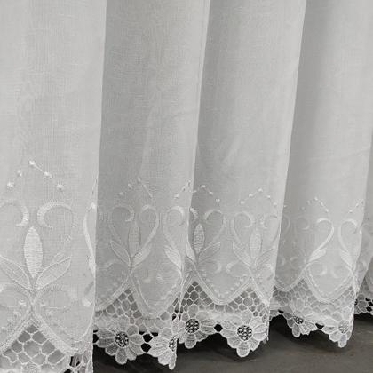 Imagem de Cortina Luxuosa De Voil Linho Bordado Guipir Com Forro Microfibra 3,00x2,50