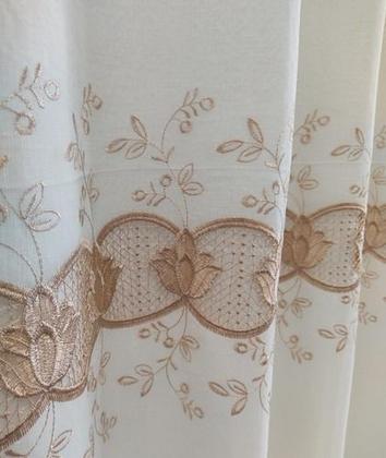 Imagem de Cortina Luxuosa De Voil Linho Bordado Guipir Com Forro Microfibra 6,00x2,60