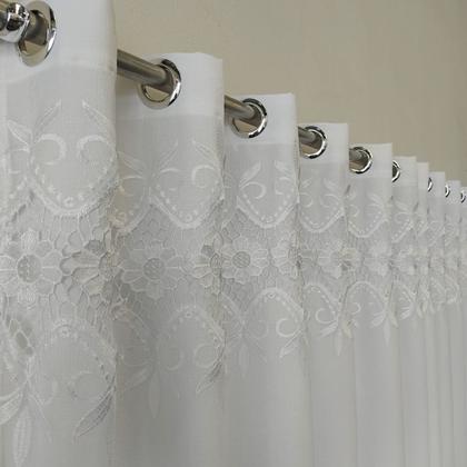 Imagem de Cortina Luxuosa Voal Guipir Bordado Com Forro Microfibra 3,00x1,80