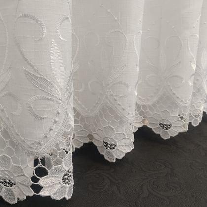 Imagem de Cortina Luxuosa Voal Guipir Bordado Com Forro Microfibra 3,00x1,80