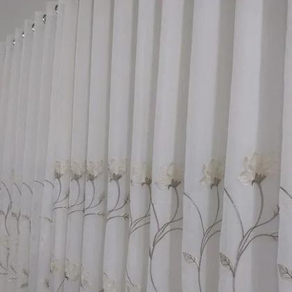 Imagem de Cortina Para Bastão Voal Bordado Com Forro Microfibra leve Para Varão 5,00x2,50