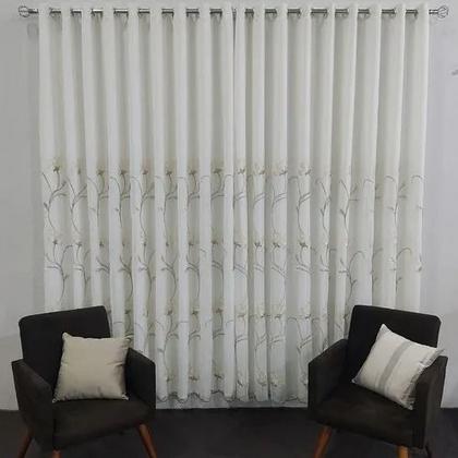 Imagem de Cortina Para Bastão Voal Bordado Com Forro Microfibra leve Para Varão 5,00x2,50