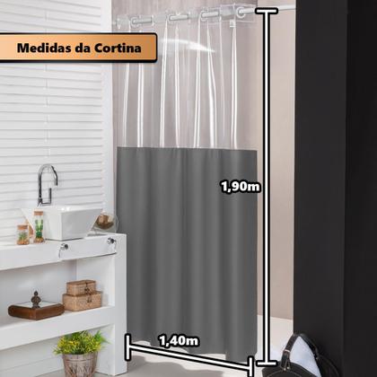 Imagem de Cortina Para Box Banheiro 100% Pvc Antimofo Envio Imediato