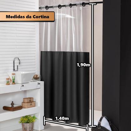 Cortina Para Box Banheiro Antimofo Impermeável Com Visor - Feffo Cortinas Imagem de Cortina Para Box Banheiro Antimofo Impermeável Com Visor