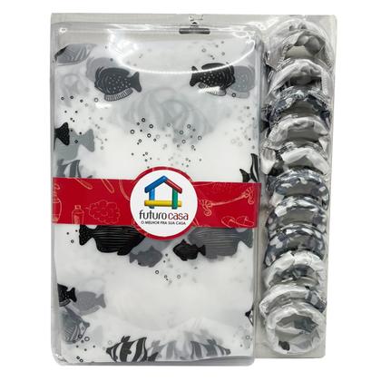 Imagem de Cortina Para Box Banheiro Com Ganchos 100% Poliester 180cm