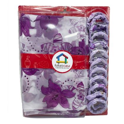 Imagem de Cortina Para Box Banheiro Com Ganchos 100% Poliester 180cm