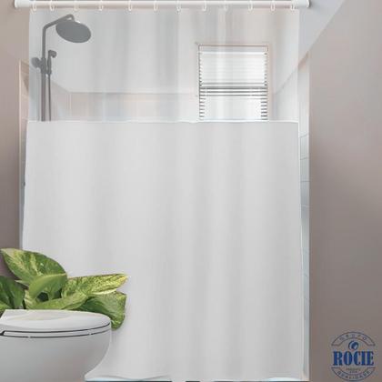 Imagem de Cortina Para Box De Banheiro Com Visor Transparente Ganchos 1,78X1,83M Coloridas Varidadas Wincy