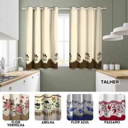 Imagem de Cortina Para Cozinha Estampada Tamanho 2,20x1,30 Oferta Mimo