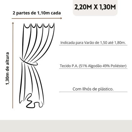 Imagem de Cortina Para Cozinha Estampada Tamanho 2,20x1,30 Oferta Mimo