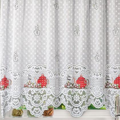 Imagem de Cortina para Cozinha Interlar 220x120 cm Renda e Bandô 30 cm Hora do Chá