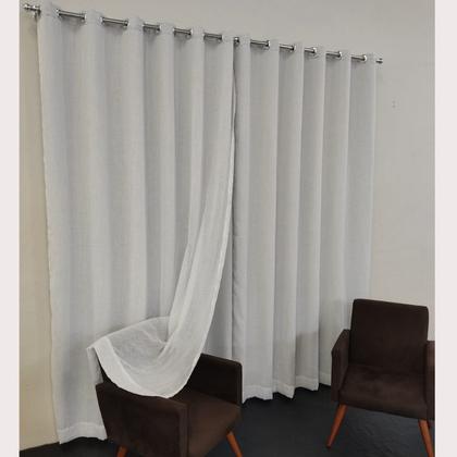 Imagem de Cortina Para Janela Sala Quarto De Voil Gaze De Linho Com Forro Blackout P/ Varão Alto Padrão 2,00x2,40