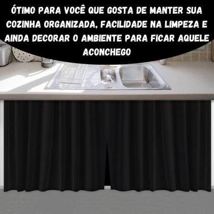 Imagem de Cortina Para Pia De Cozinha Balcão Blackout Lisa 1,40x80cm