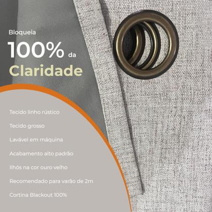 Imagem de Cortina Para Quarto Blackout em Tecido Linho 300x220cm 100% Bloqueio de Luz