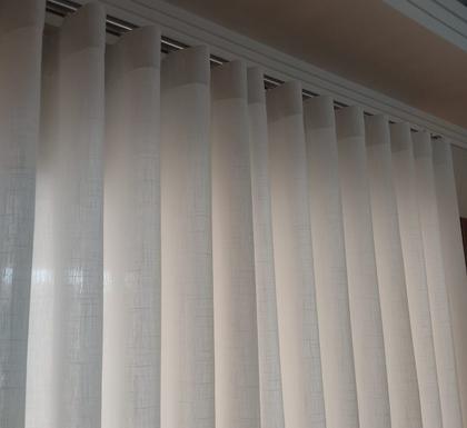 Imagem de Cortina Para Quarto Linho Com Forro Microfibra Trilho Suíço Deslizante Wave Sob Medida 7,00x2,60