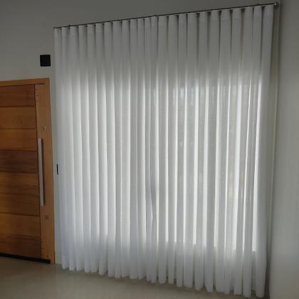 Imagem de Cortina Para Quarto Linho Com Forro Microfibra Trilho Suíço Deslizante Wave Sob Medida 7,00x2,60