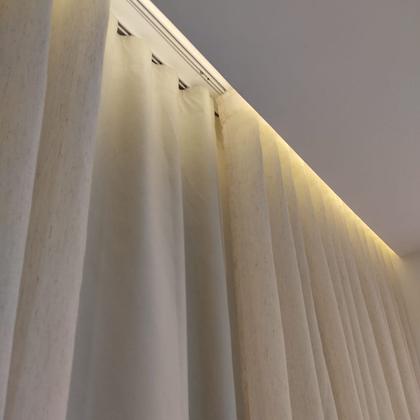 Imagem de Cortina Para Quarto/ Sala Trilho Suíço Duplo Linho+blackout 100% 10,00x2,90