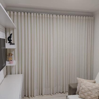 Imagem de Cortina Para Sala E Quarto Trilho Suíço Duplo Linho+blackout  6,00x2,70