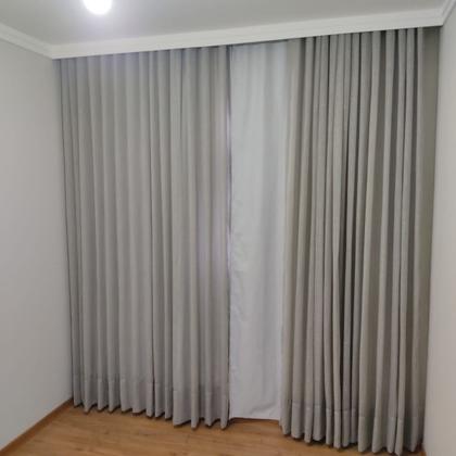 Imagem de Cortina Para Sala e Quarto Voil Gaze De Linho Com Forro blackout 100% Trilho Suíço Duplo 9,00x2,59