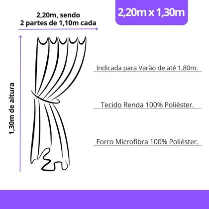 Imagem de Cortina para Sala ou Quarto 2,20x1,30 Várias Cores Marrocos