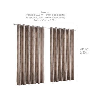 Imagem de Cortina Para Sala Quarto Blackout Jacquard 300x250cm Samoa Bege