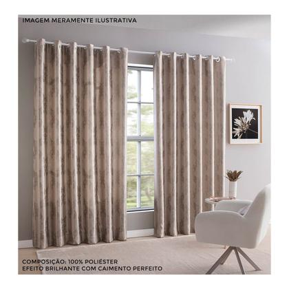 Imagem de Cortina Para Sala Quarto Blackout Jacquard 300x250cm Samoa Bege