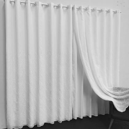 Imagem de Cortina Para Sala/Quarto Bordada Voal Com Forro Microfibra Leve 3,00x2,60