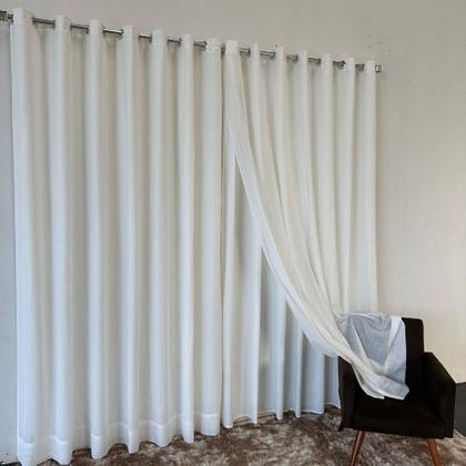 Imagem de Cortina Para Sala Quarto Suíte De Voil Linho Com forro Microfibra 5,00x2,60