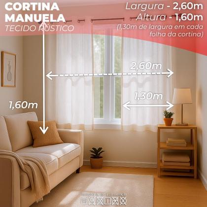 Imagem de Cortina Para Varão Tecido Rustico 1,60x2,60 Para Sala Quarto