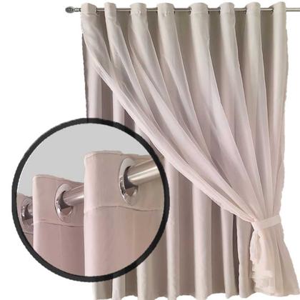 Imagem de cortina pé direito Bruna 5,00 x 4,00 tecido com voal bege