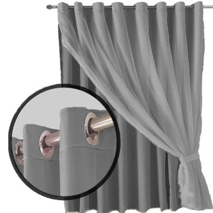 Imagem de cortina pé direito Bruna 5,00 x 4,00 tecido com voal bege