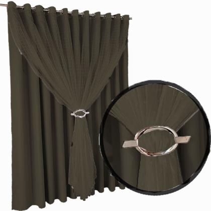 Imagem de cortina pé direito Fiori 5,00 x 4,00 tecido com voal bege