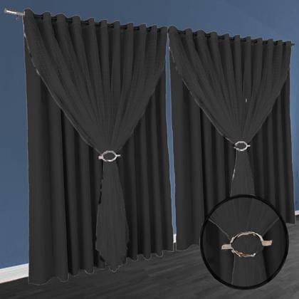 Imagem de cortina pé direito Fiori 5,00 x 4,00 tecido com voal branco