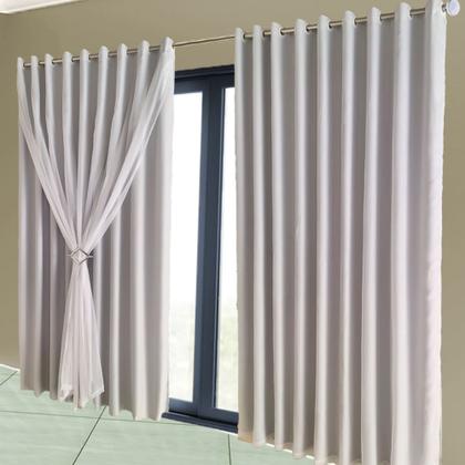 Imagem de cortina pé direito Lisboa 5,00 x 4,00 tecido com voal branco