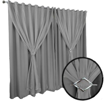 Imagem de cortina pé direito tecido blecaute Berlim 5,00 x 4,30 palha