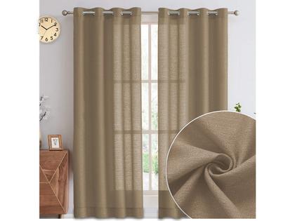 Imagem de Cortina Pra Sala 3,00 x 2,30 Com Varão Incluso Janela Tecido Rústico