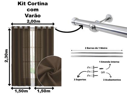 Imagem de Cortina Pra Sala 3,00 x 2,30 Com Varão Incluso Janela Tecido Rústico