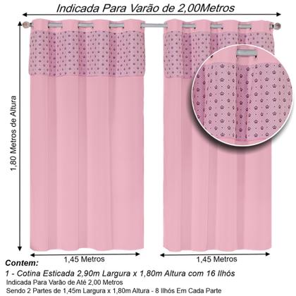 Imagem de Cortina Quarto Bebê Infantil 2,90x1,80 Menino E Menina Estampada Lisa