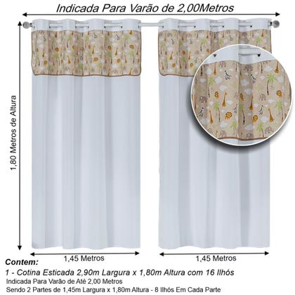 Imagem de Cortina Quarto Bebê Infantil 2,90x1,80 Menino E Menina Estampada Lisa