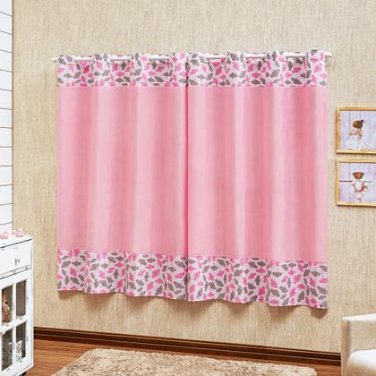 Imagem de Cortina Quarto Infantil Bebe Ilhos Menina Chuva de Amor Estampada Nuvem Rosa 2x1,70m