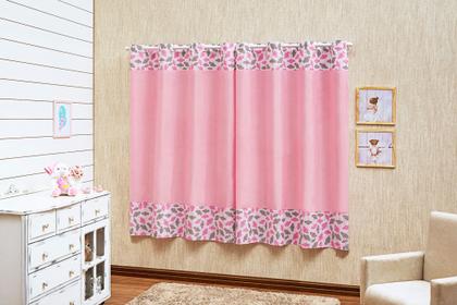 Imagem de Cortina Quarto Infantil Bebe Ilhos Menina Chuva de Amor Estampada Nuvem Rosa 2x1,70m