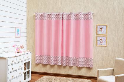 Imagem de Cortina Quarto Infantil Bebe Ilhos Menina Estampada Triangulo Baby Rosa  2x1,70m