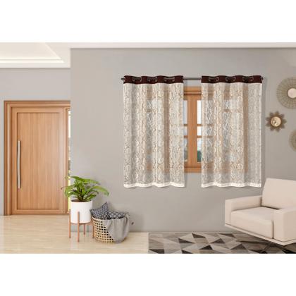 Imagem de Cortina Renda 2,20m x 1,40m Apartamento Oxford Sala Quarto Janela Cozinha Decorativa