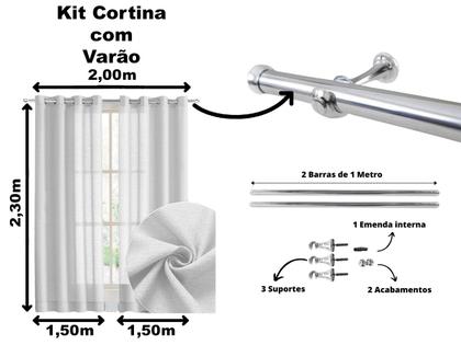 Imagem de Cortina Rustica 3 Metros Com Varão Incluso 2 Metros Sala Quarto