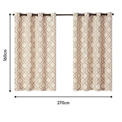 Imagem de Cortina Rústica Tecido Capri Estampada 2,70m X 1,60m Decoração Sala e Quarto Envio Imediato - Bege